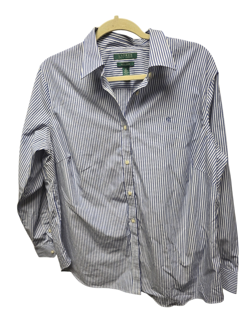 Lauren Ralph Lauren Long Slv Career Striped Button Up Wms. Cotton Shirt Sz.1X